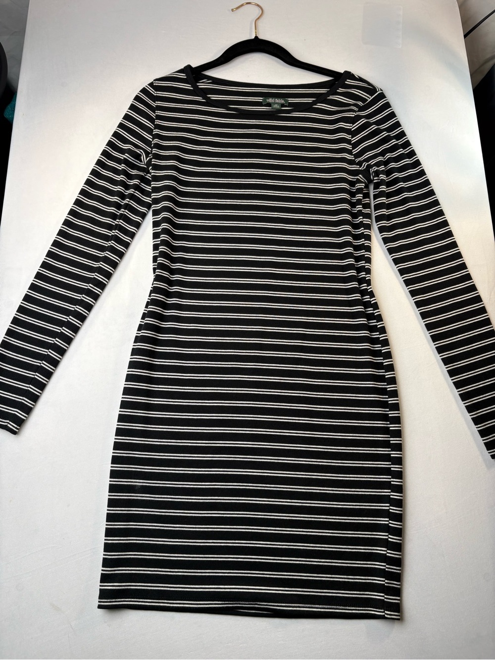 wild fable Black and White Striped Long Sleeve Bodycon Dress